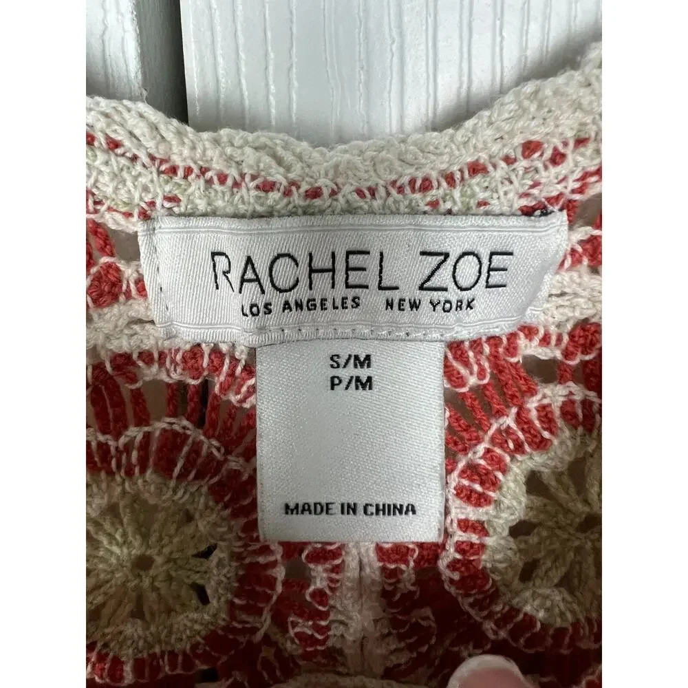 Rachel Zoe S/M Boho Sleeveless Crochet Knit Crop Top Granny Square Festival 70s - Picture 2 of 6